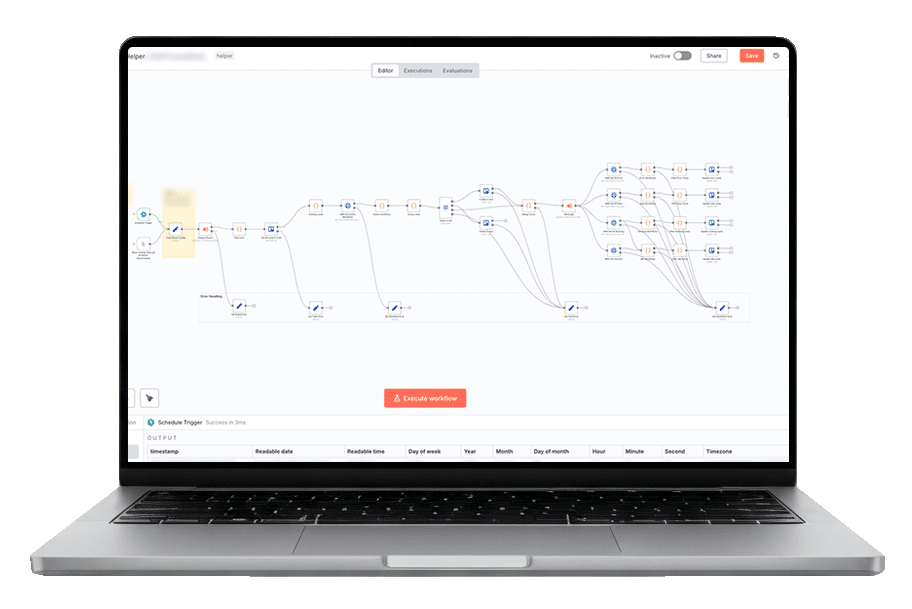 A mobile computer showing a visualisation of a Digit Automate workflow.