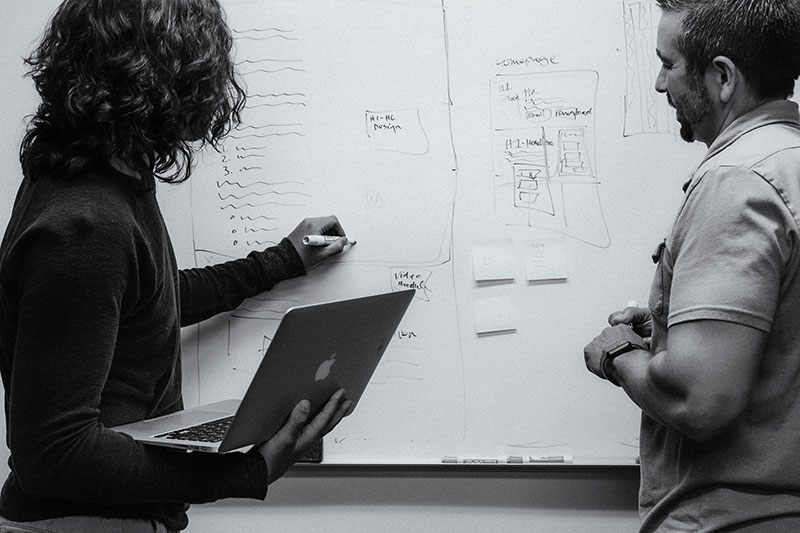 Software engineers collaborating on a digital-transformation project